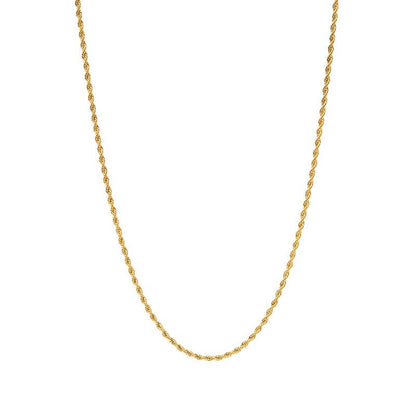 Gold-Rope-Kette Edelstahl 40 + 5 cm – Seilkette vergoldet, 3 mm, Unisex Halskette Damen & Herren