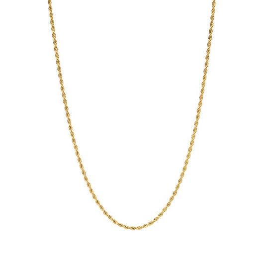 Gold-Rope-Kette Edelstahl 40 + 5 cm – Seilkette vergoldet, 3 mm, Unisex Halskette Damen & Herren