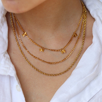 Gold-Rope-Kette Edelstahl 40 + 5 cm – Seilkette vergoldet, 3 mm, Unisex Halskette Damen & Herren