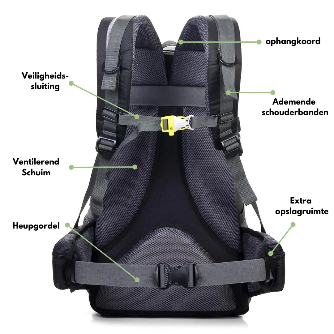 Wasserdichter 60 L Trekkingrucksack – robuster Outdoor Wanderrucksack mit verstellbaren Gurten & Regenhülle