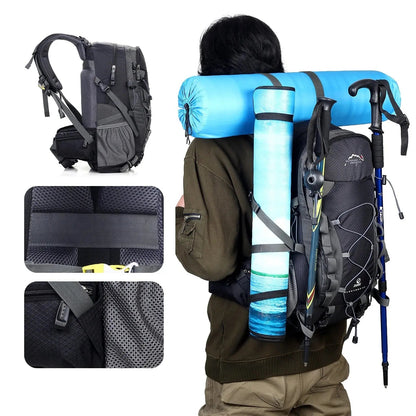 Wasserdichter 60 L Trekkingrucksack – robuster Outdoor Wanderrucksack mit verstellbaren Gurten & Regenhülle