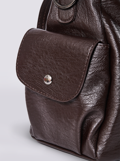Schwarze Schultertasche Damen mit Seitentaschen – Geräumig & Elegant