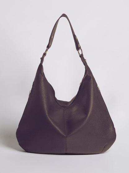 Große Schultertasche Damen – Veganes Leder in Schwarz & Lila