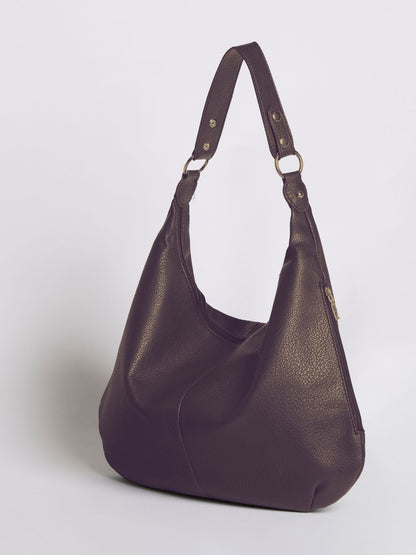 Große Schultertasche Damen – Veganes Leder in Schwarz & Lila