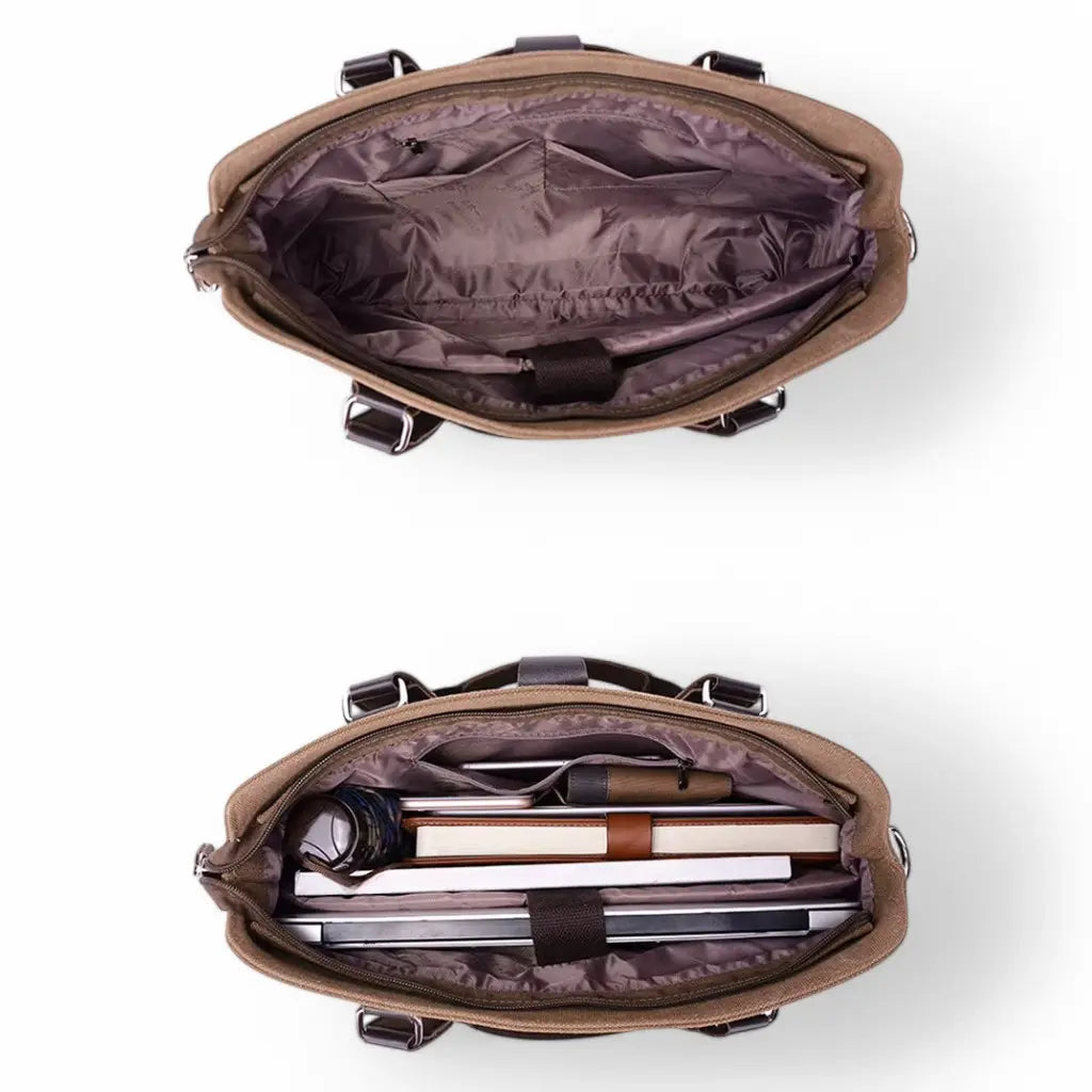 Laptoptasche aus Canvas in Braun – Leicht & Strapazierfähig für Damen & Herren