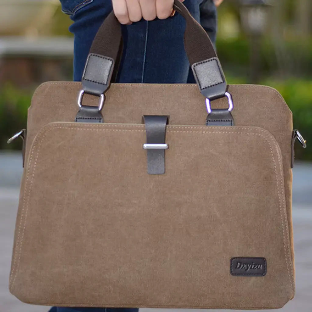 Laptoptasche aus Canvas in Braun – Leicht & Strapazierfähig für Damen & Herren
