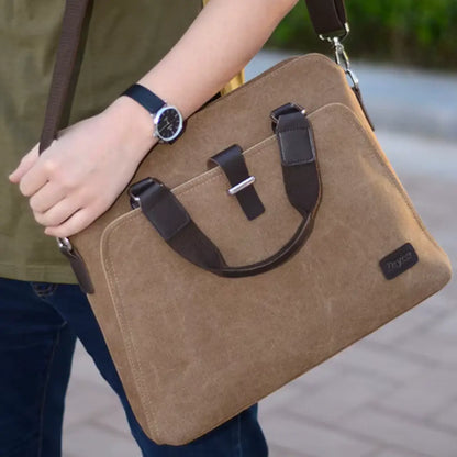 Laptoptasche aus Canvas in Braun – Leicht & Strapazierfähig für Damen & Herren