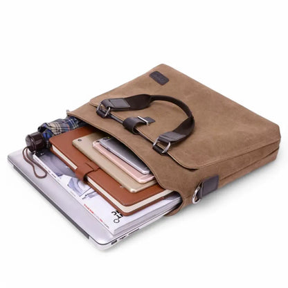 Laptoptasche aus Canvas in Braun – Leicht & Strapazierfähig für Damen & Herren
