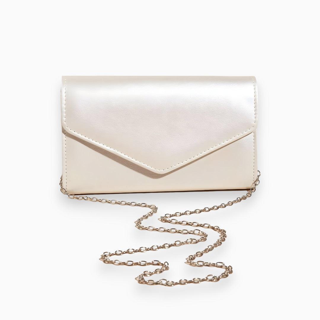Metallic Envelope Clutch mit abnehmbarer Kette – elegante Abendtasche in Gold, Silber, Roségold & Weiß