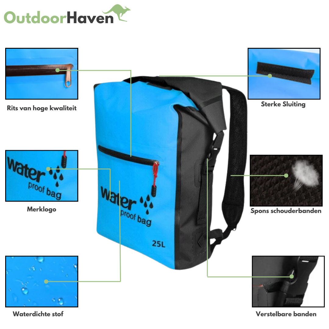 Wasserdichter Rucksack 25L – Perfekt für Kajakfahren, Wandern & Strandtage