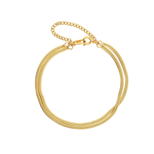 Goldfarbenes visgraatmuster Damenarmband – verstellbares Edelstahl-Armband, elegant & hypoallergen