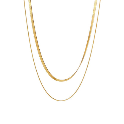 Goldene Doppelketten-Halskette – Snake Chain & Feines Layer-Design – Wasserfest & Zeitlos