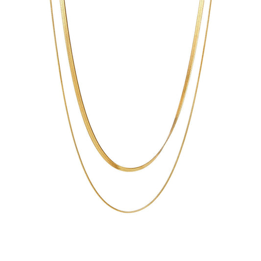 Goldene Doppelketten-Halskette – Snake Chain & Feines Layer-Design – Wasserfest & Zeitlos