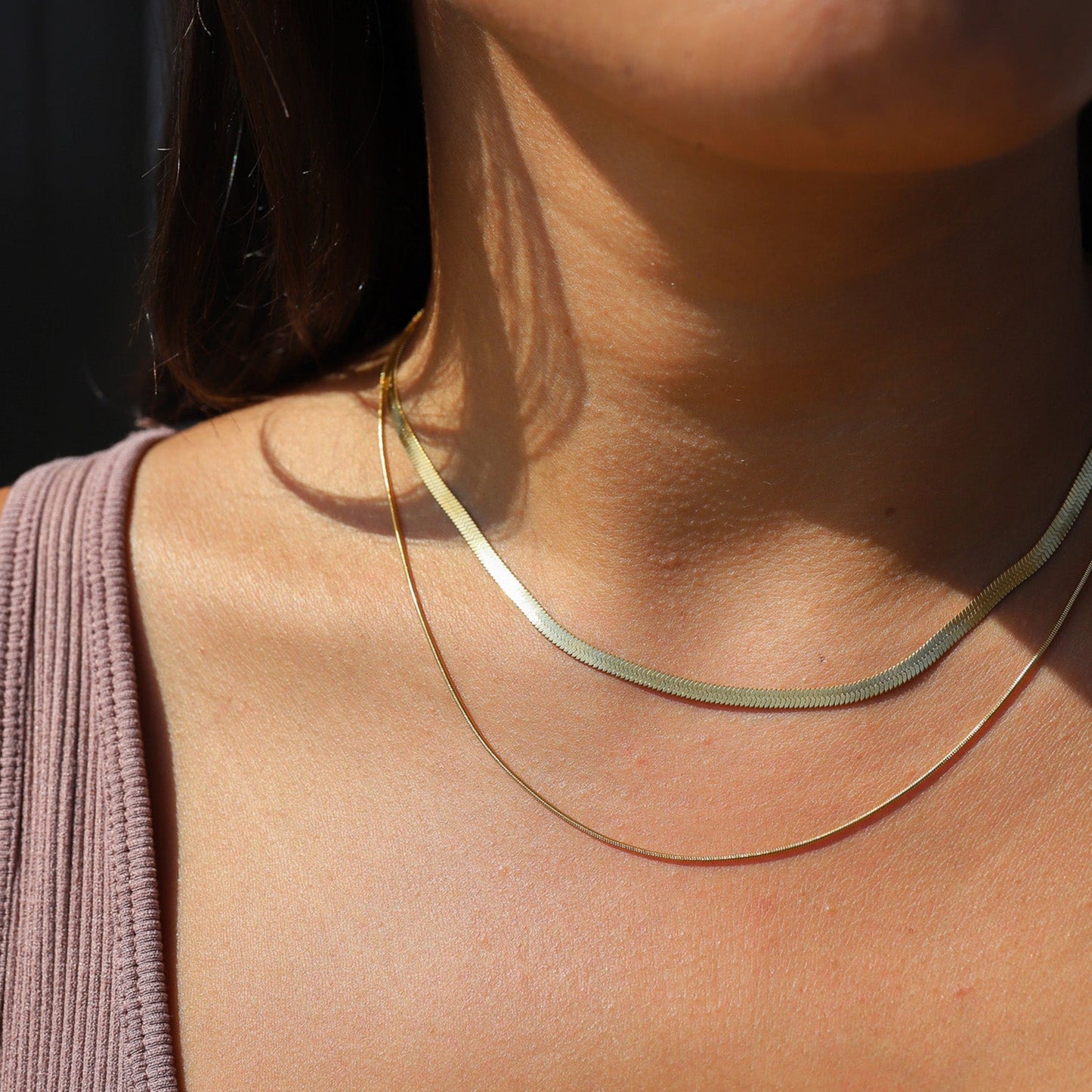 Goldene Doppelketten-Halskette – Snake Chain & Feines Layer-Design – Wasserfest & Zeitlos