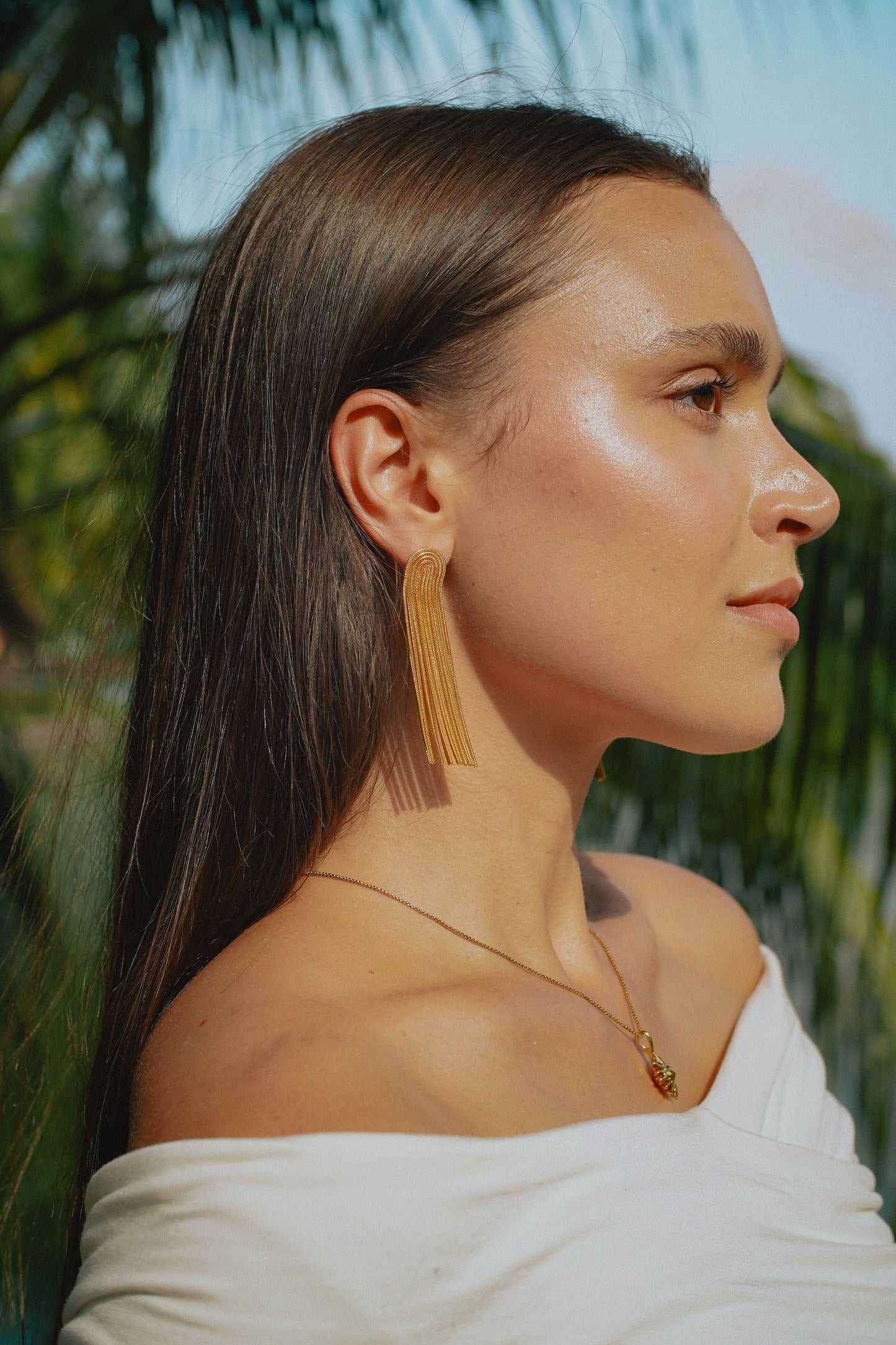 Lange goldfarbene Fransen-Ohrringe – Elegante Statement-Ohrringe für Damen, leicht & stilvoll
