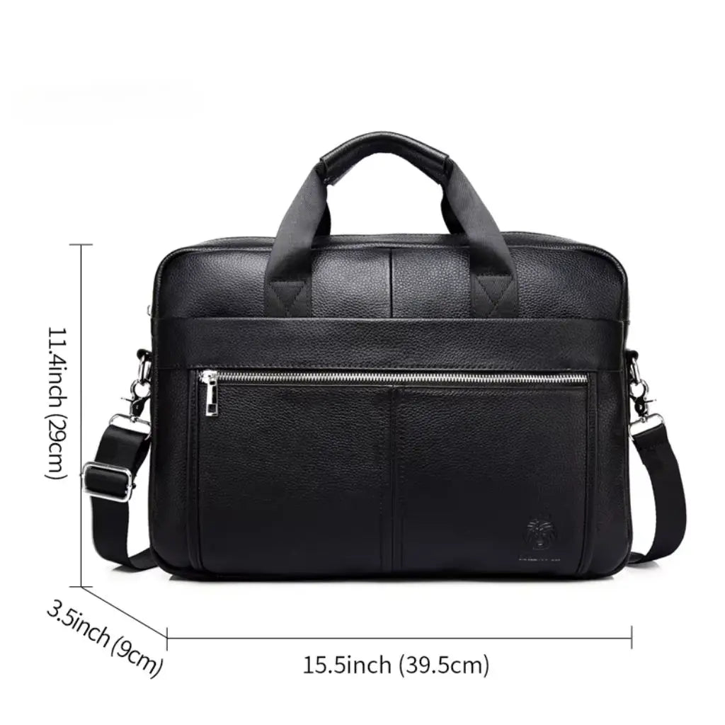 Laptoptasche Herren 15 Zoll Schwarz aus Echtleder – Wasserabweisend & Stilvoll für Business & Alltag