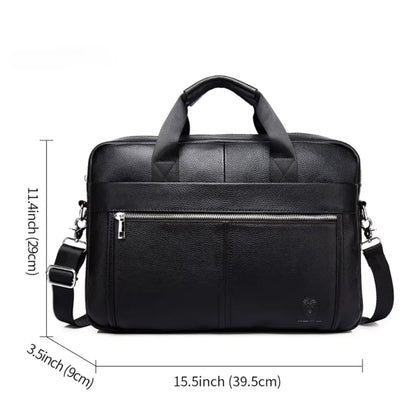 Laptoptasche Herren 15 Zoll Schwarz aus Echtleder – Wasserabweisend & Stilvoll für Business & Alltag