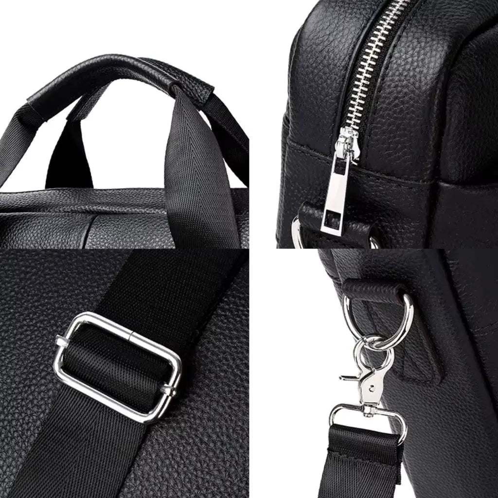 Laptoptasche Herren 15 Zoll Schwarz aus Echtleder – Wasserabweisend & Stilvoll für Business & Alltag