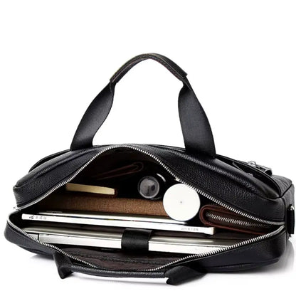 Laptoptasche Herren 15 Zoll Schwarz aus Echtleder – Wasserabweisend & Stilvoll für Business & Alltag