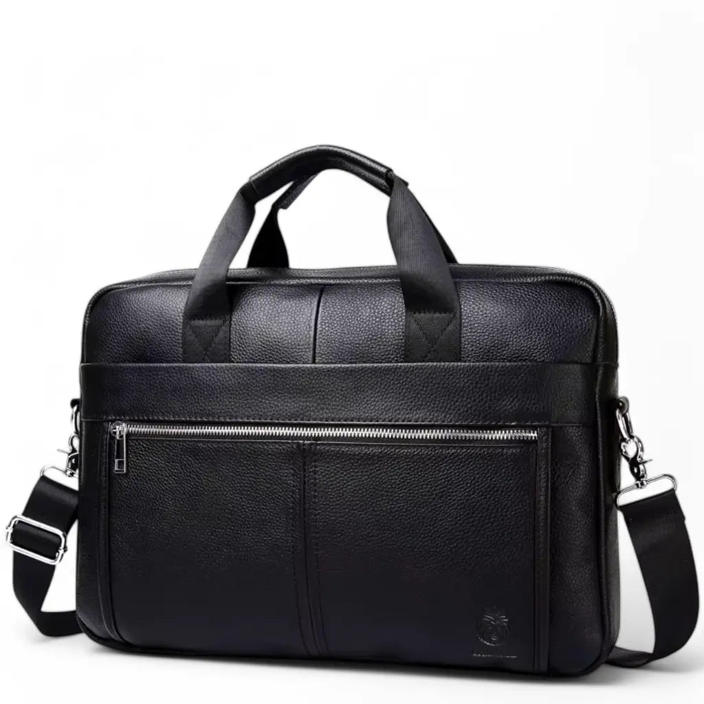 Laptoptasche Herren 15 Zoll Schwarz aus Echtleder – Wasserabweisend & Stilvoll für Business & Alltag