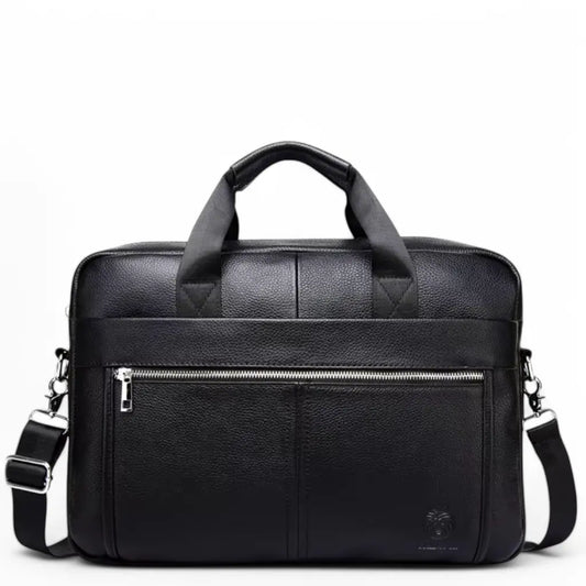 Laptoptasche Herren 15 Zoll Schwarz aus Echtleder – Wasserabweisend & Stilvoll für Business & Alltag
