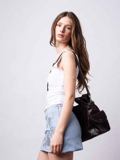 Schwarze Schultertasche Damen mit Seitentaschen – Geräumig & Elegant
