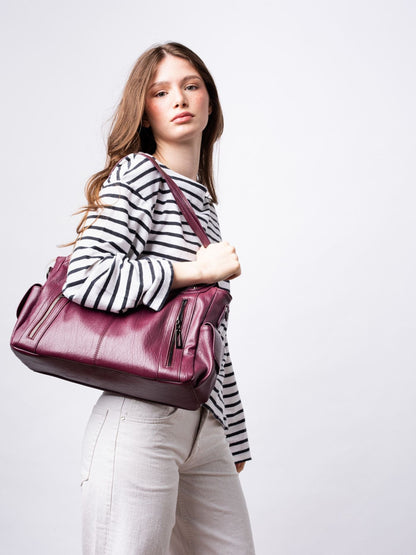 Schwarze Schultertasche Damen mit Seitentaschen – Geräumig & Elegant