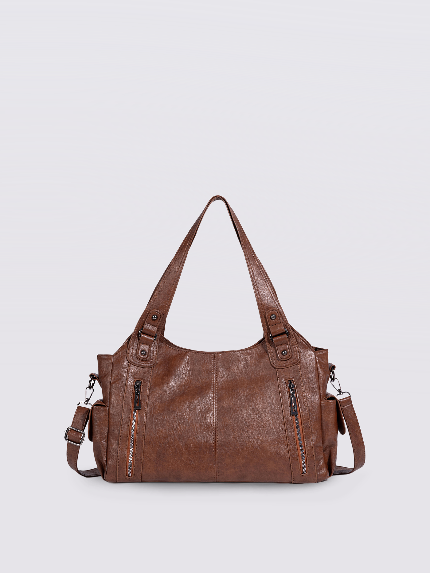Schwarze Schultertasche Damen mit Seitentaschen – Geräumig & Elegant