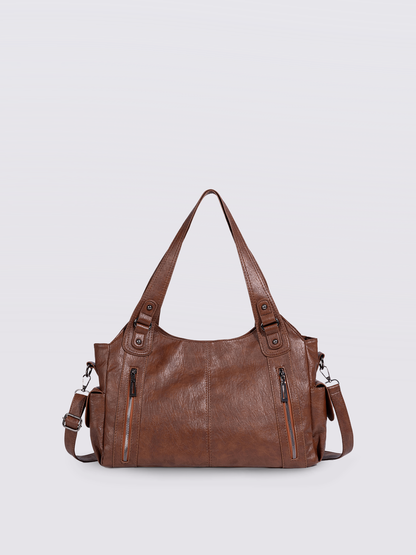 Schwarze Schultertasche Damen mit Seitentaschen – Geräumig & Elegant