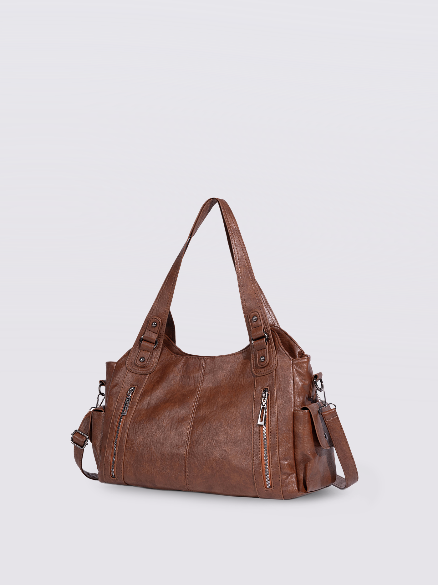 Schwarze Schultertasche Damen mit Seitentaschen – Geräumig & Elegant