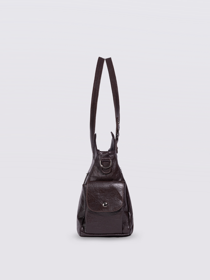 Schwarze Schultertasche Damen mit Seitentaschen – Geräumig & Elegant