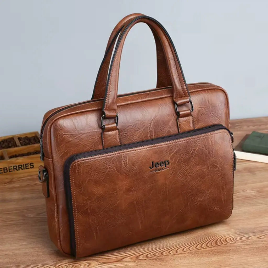 Laptoptasche Herren 14 Zoll Leder – Business Aktentasche Echtleder Vintage Braun
