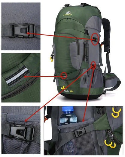 Wasserdichter 70L Wanderrucksack – Leicht, Ergonomisch & Vielseitig für Trekking, Camping & Reisen