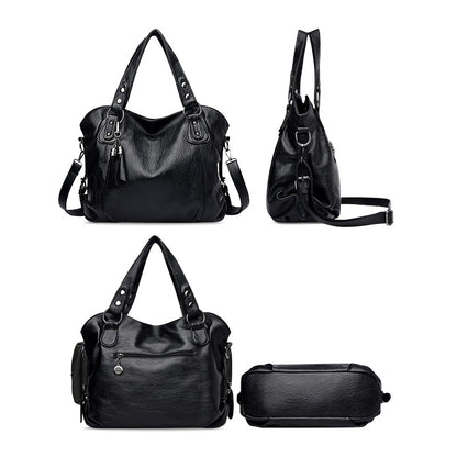 Luxuriöse Damen Handtasche – Geräumige Schultertasche mit Quasten