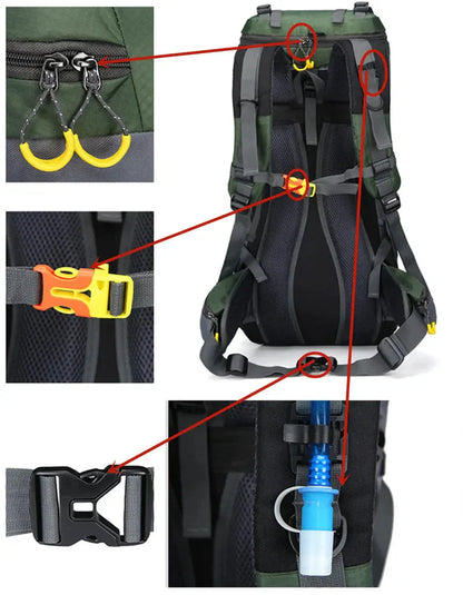 Wasserdichter 70L Wanderrucksack – Leicht, Ergonomisch & Vielseitig für Trekking, Camping & Reisen
