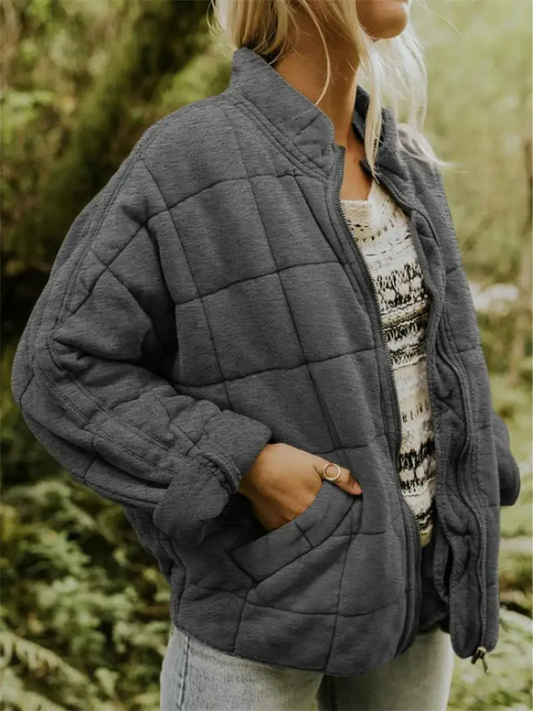 Damen Steppjacke Oversized – Warme Übergangsjacke mit Taschen