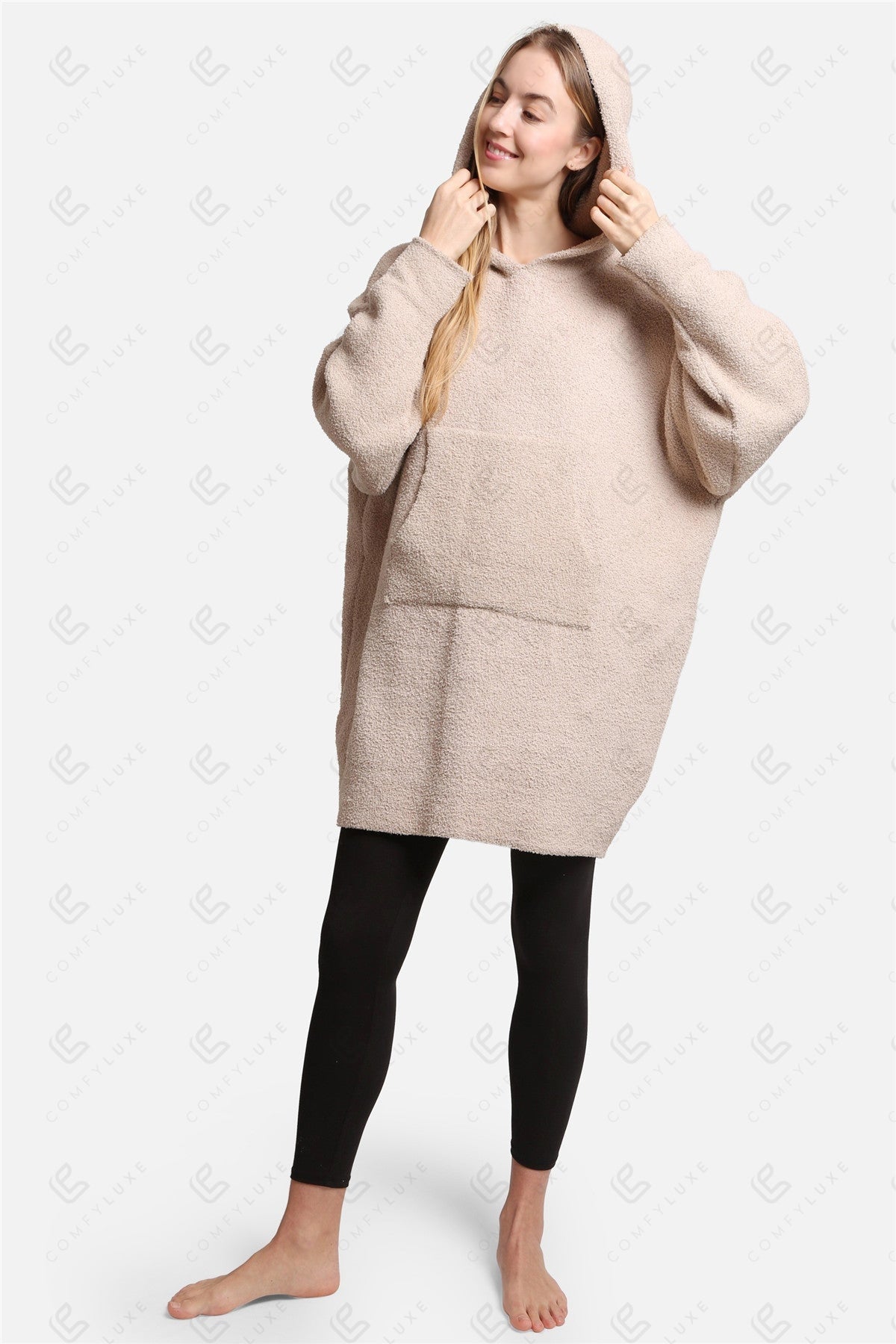 Oversized Damen Hoodie Decke – Weiche Wearable Blanket mit Kapuze & Tasche