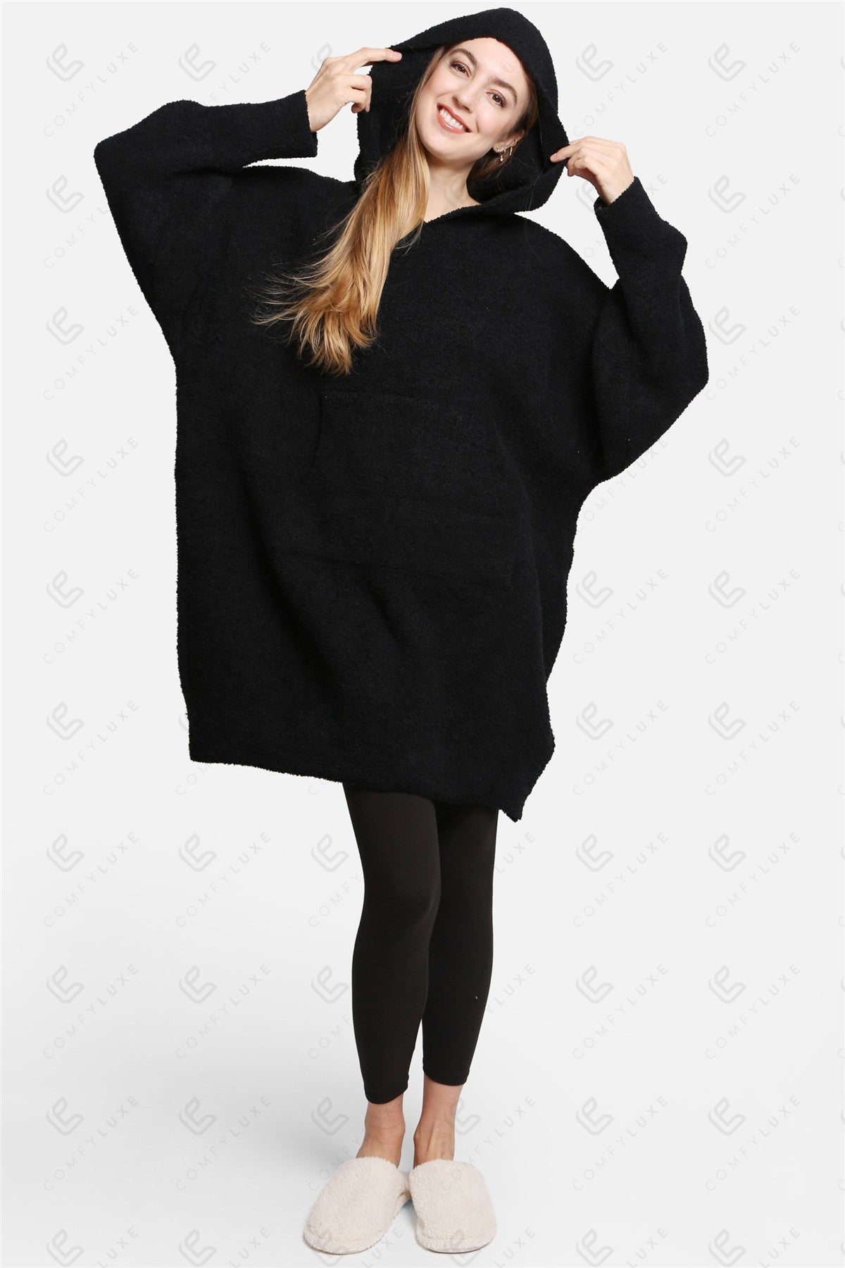 Oversized Damen Hoodie Decke – Weiche Wearable Blanket mit Kapuze & Tasche