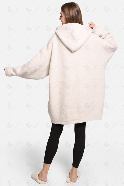 Oversized Damen Hoodie Decke – Weiche Wearable Blanket mit Kapuze & Tasche