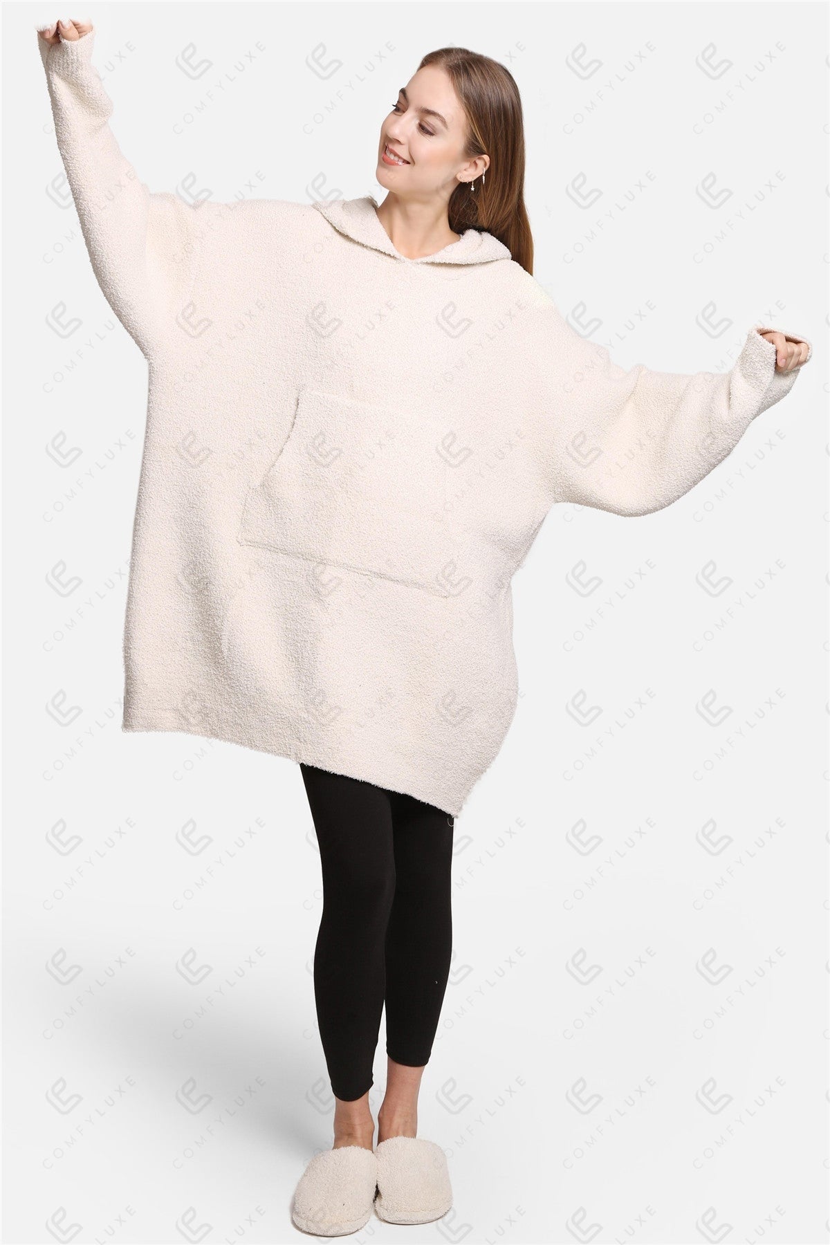 Oversized Damen Hoodie Decke – Weiche Wearable Blanket mit Kapuze & Tasche