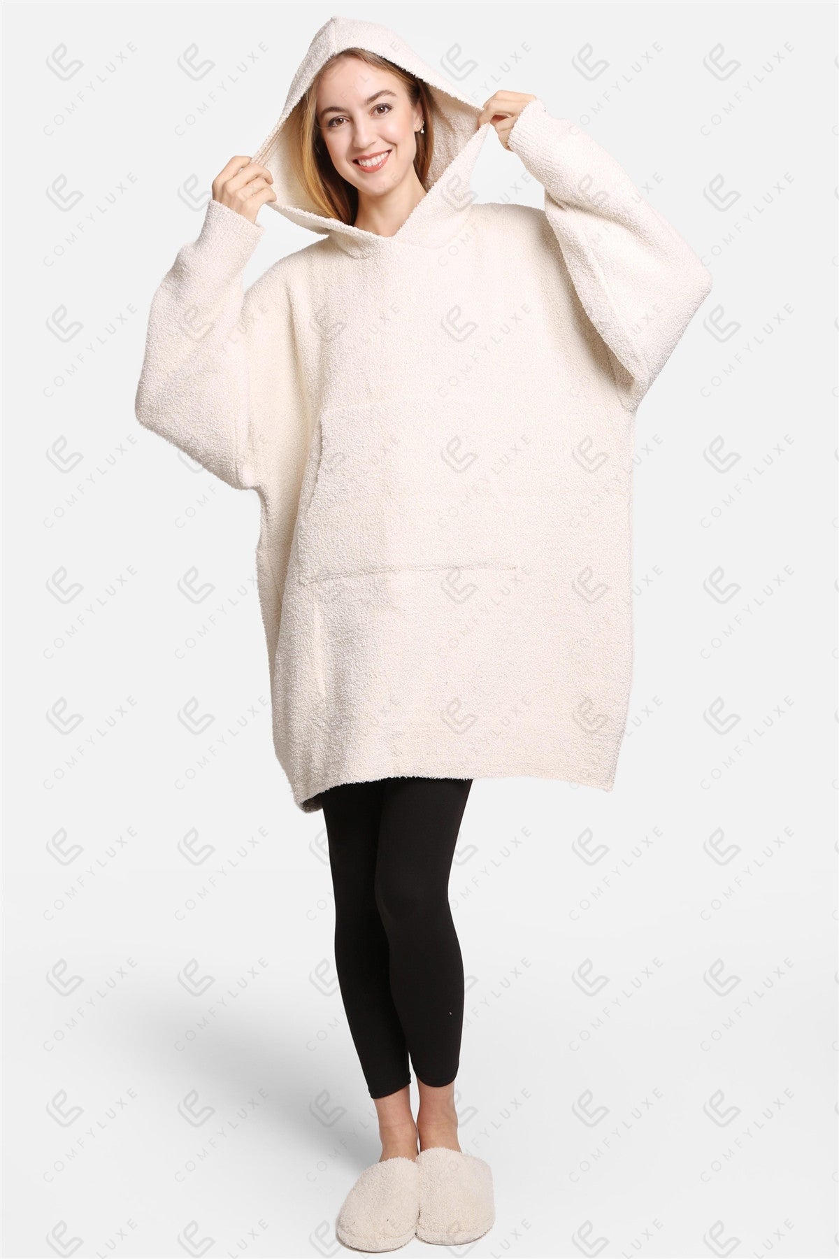 Oversized Damen Hoodie Decke – Weiche Wearable Blanket mit Kapuze & Tasche