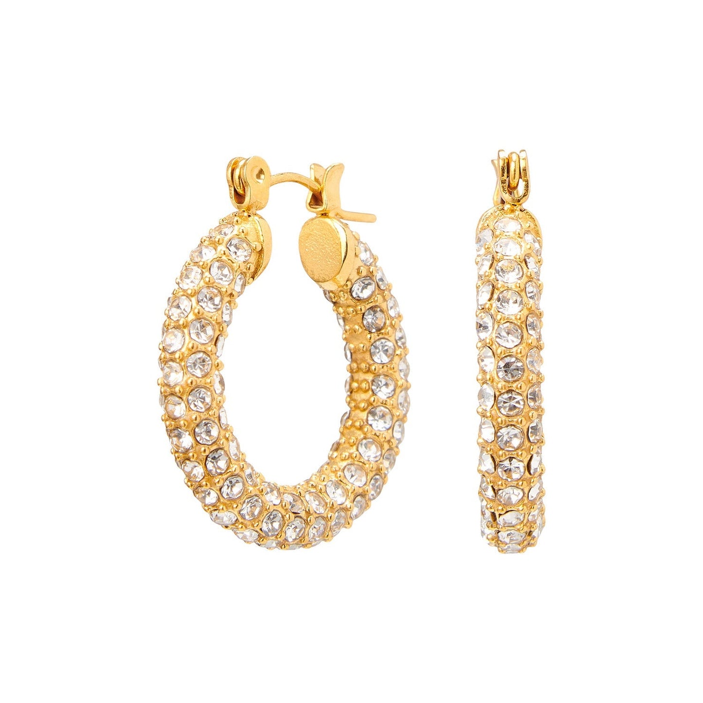 Goldfarbene Strass-Hoops Set – Statement Ohrringe mit Kristallen, 2 Größen – Glitzer Ohrschmuck für Damen