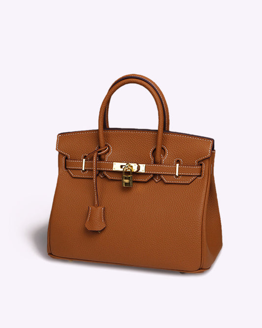 Ikonische Luxus-Handtasche aus veganem Leder mit goldenen Akzenten – Stilvolles Design für Damen