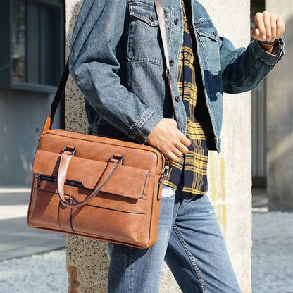 Leder Laptoptasche Braun – Echtleder Aktentasche für 15,6" Laptop mit Organizer