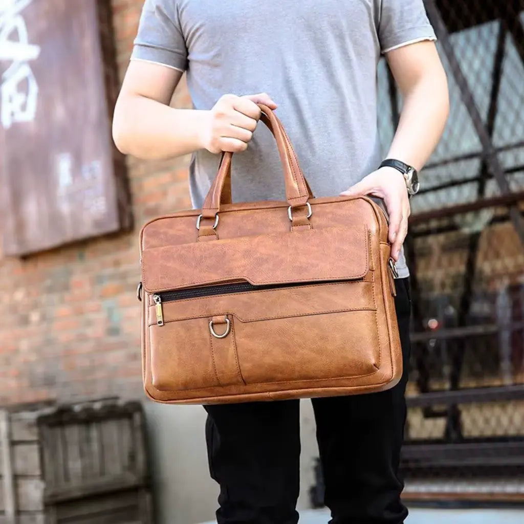 Leder Laptoptasche Braun – Echtleder Aktentasche für 15,6" Laptop mit Organizer