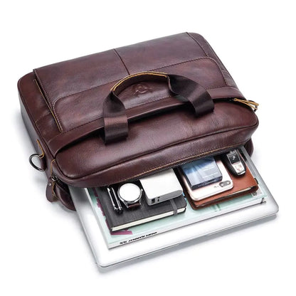 Laptoptasche Herren 14 Zoll – Premium Rindsleder, wasserabweisend, stilvoll & funktional