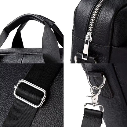 Leder Laptoptasche Herren Schwarz – Echt Rindleder, Business-Aktentasche mit Laptopfach & Zubehörfächern