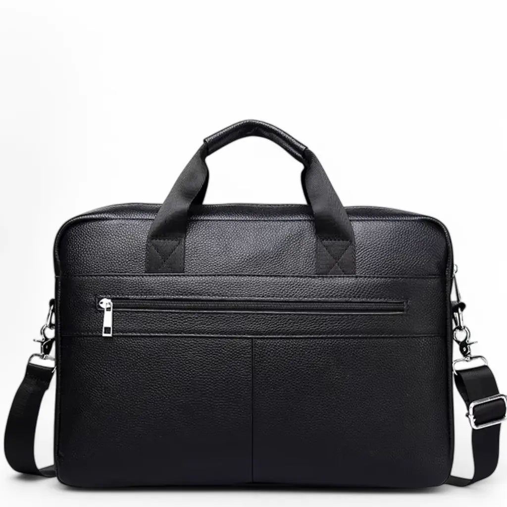 Leder Laptoptasche Herren Schwarz – Echt Rindleder, Business-Aktentasche mit Laptopfach & Zubehörfächern