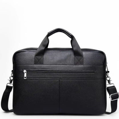 Leder Laptoptasche Herren Schwarz – Echt Rindleder, Business-Aktentasche mit Laptopfach & Zubehörfächern