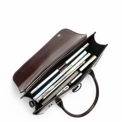 Dunkelbraune Leder-Aktentasche für Herren – Elegante Business-Tasche mit Laptopfach und abnehmbarem Schulterriemen